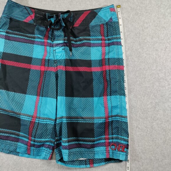 O'Neill Hybrid Board Shorts Mens 32 Blue Plaid 10.5in Inseam Beach Swim Surfing - Picture 14 of 14
